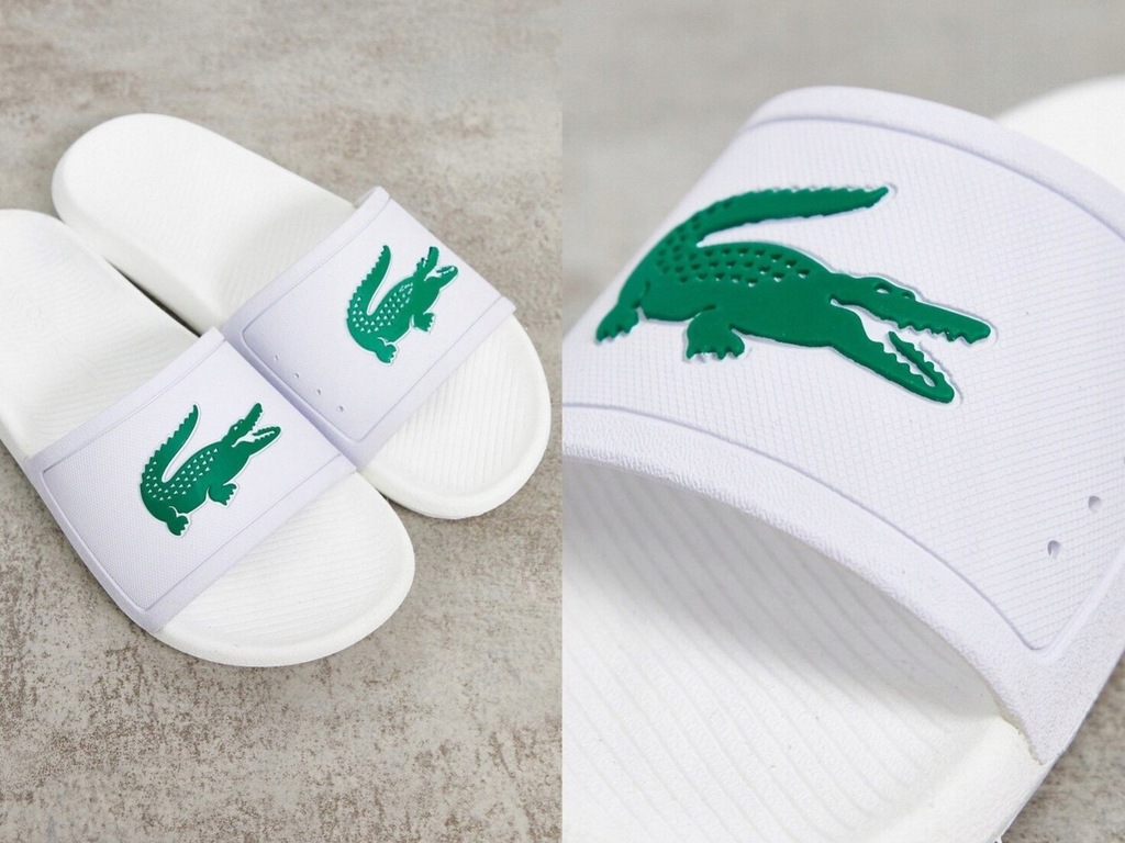 Lacoste Zielono-białe klapki z logo 39