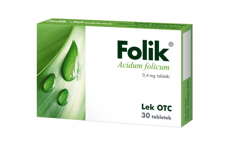 Folik 0,4mg kwas foliowy lek Acidum folicum x30