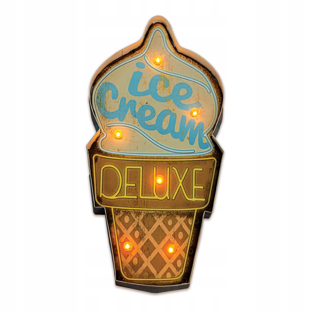 Znak metalowy FOREVER LIGHT Retro LED Ice Cream