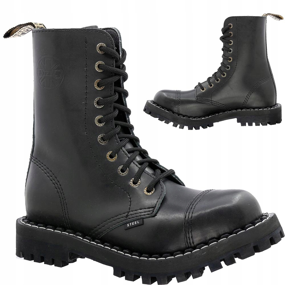 Glany skórzane 10 dziurek STEEL TANIO 24H ROZ. 39