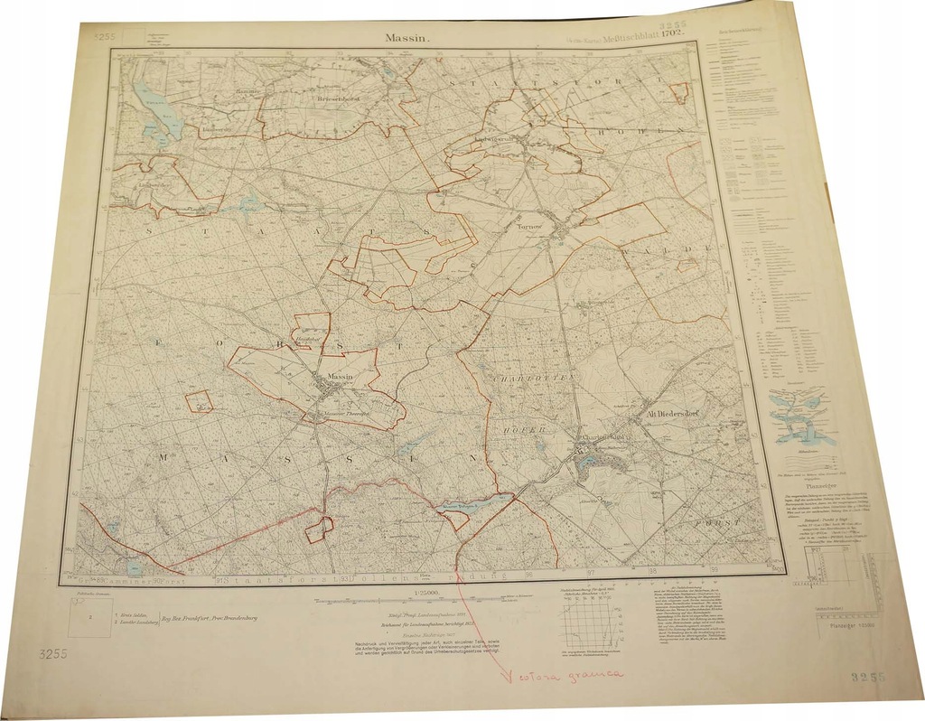 435. Mapa MOSINA Massin lubuskie gm. Witnica 1927r