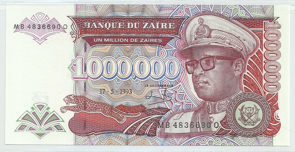 Zair, 1.000.000 zairów, 17.05.1993