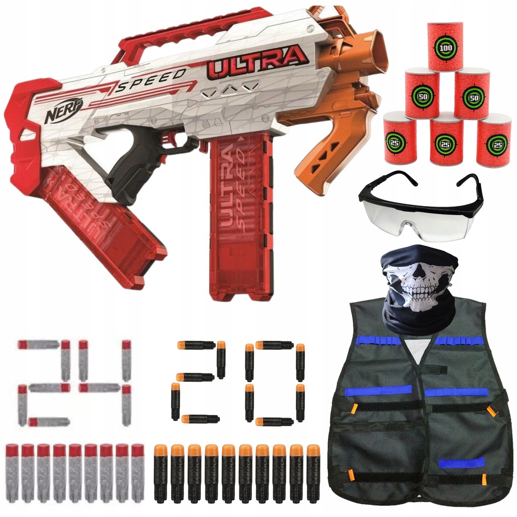 NERF ULTRA SPEED 44 STRZAŁKI + KAMIZELKA OKULARY