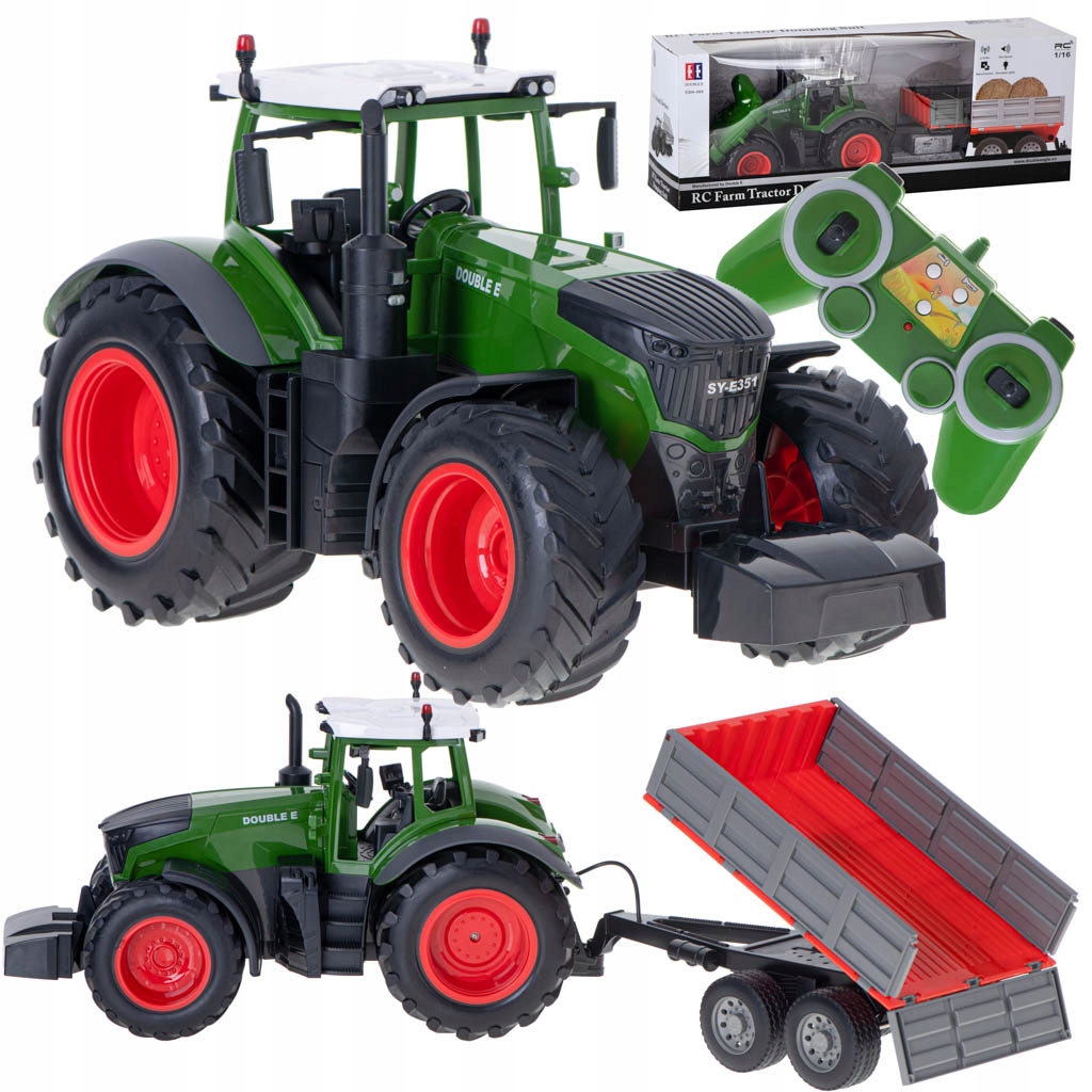 Traktor RC 2.4G 4CH z przyczepą 1:16 klakson