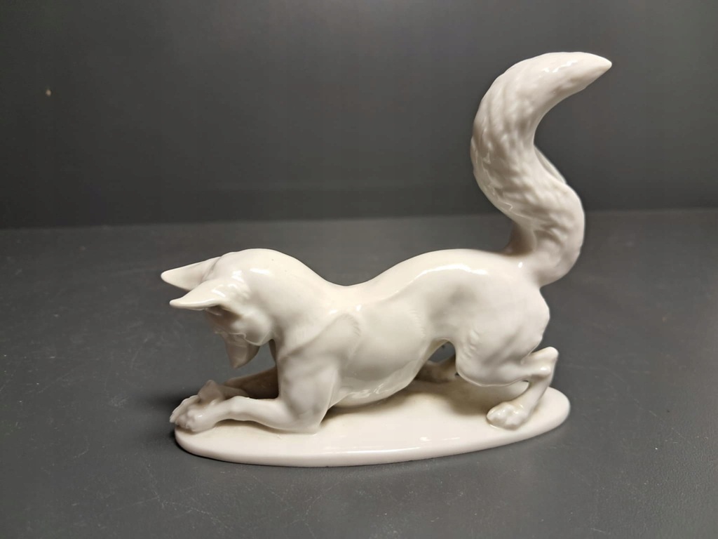 Piekny Allach Biała Lis z myszka