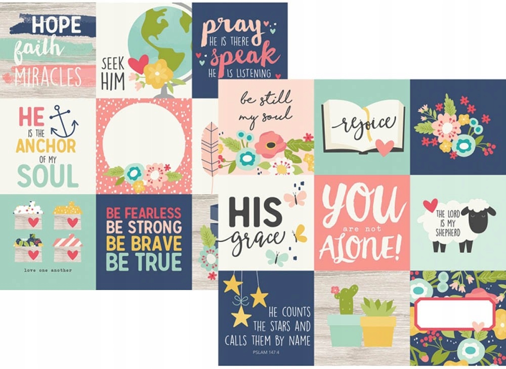 Papier 30 x 30 cm - Faith - 4x4 Journaling Cards