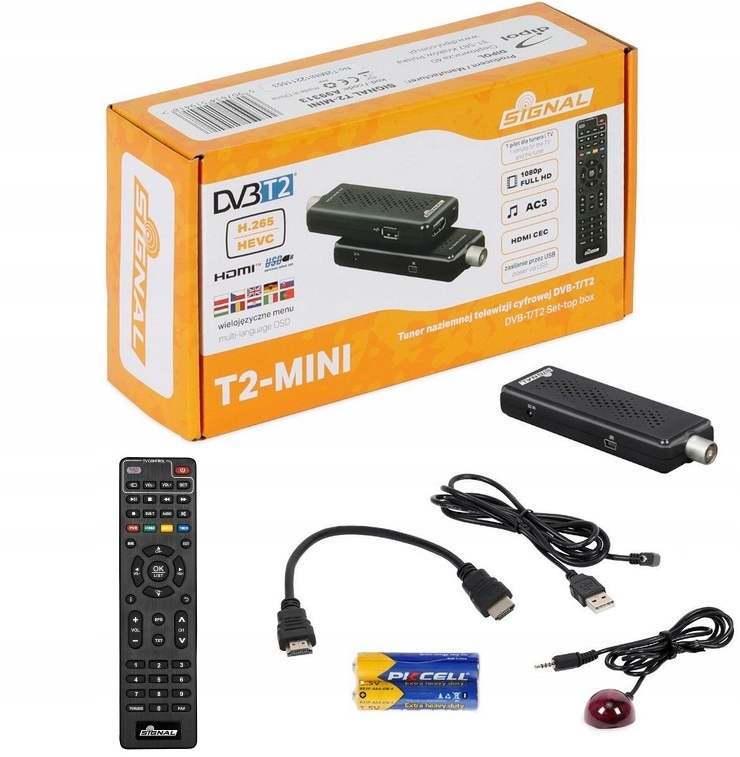 Tuner DVB-T2 HEVC dekoder SIGNAL T2-MINI 5V