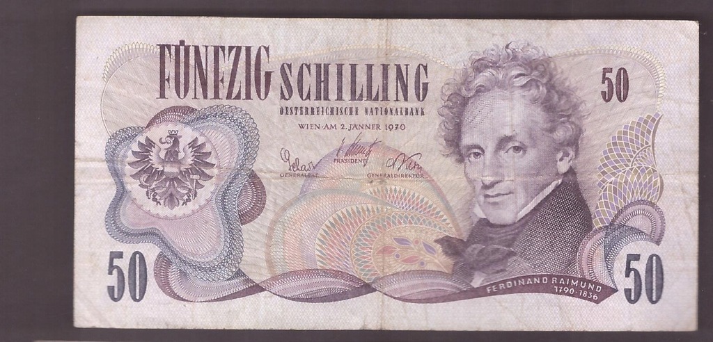 Austria - Banknot - 50 Shilling 1970 rok