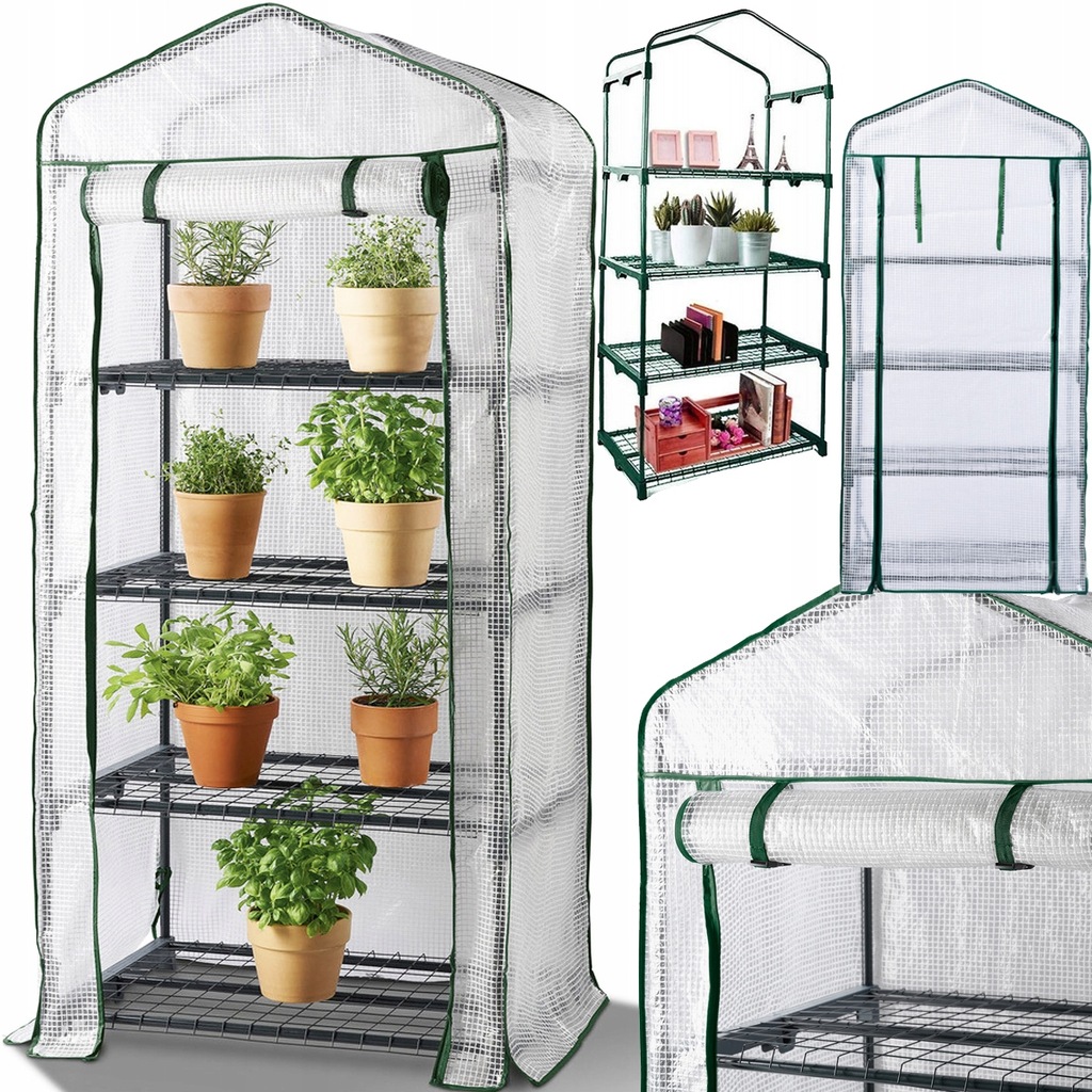 SZKLARNIA BALKONOWA OGRODOWA 4 PÓŁKI PIONOWA ZIELNIK MINI FOLIAK 160x70x50