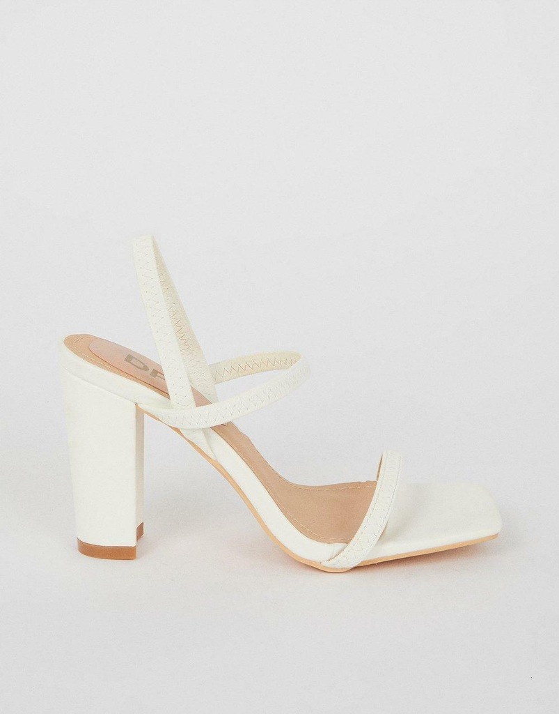 BIAŁE KLASYCZNE SANDAŁY PASKI OBCAS SŁUPEK WSUWANE DOROTHY PERKINS 38