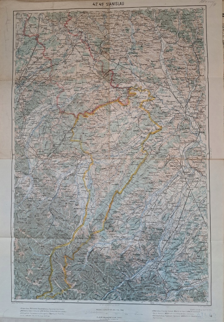 Mapa 42'49' Stanislau Stanisławów 1914, 49 x 54 cm