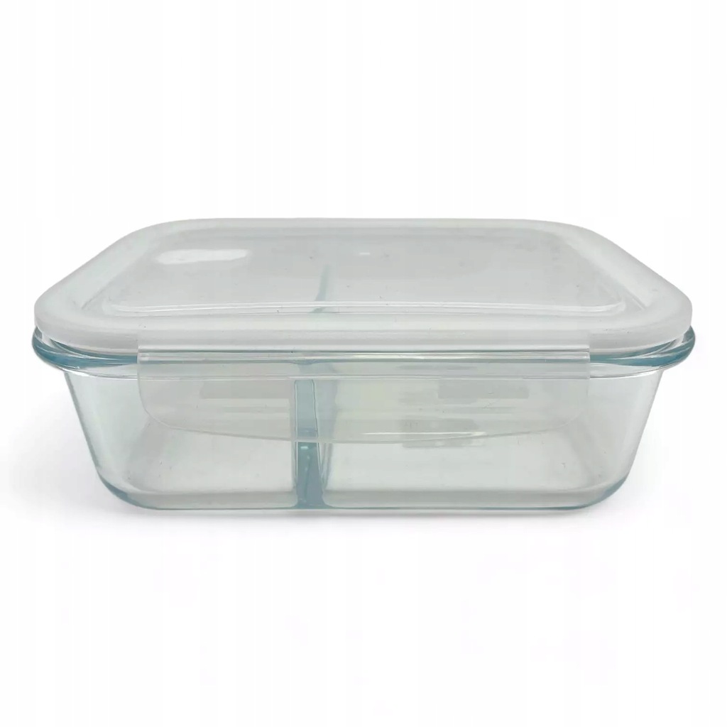 Pojemnik szklany z przedziałką na żywność prostokąt 1040ml