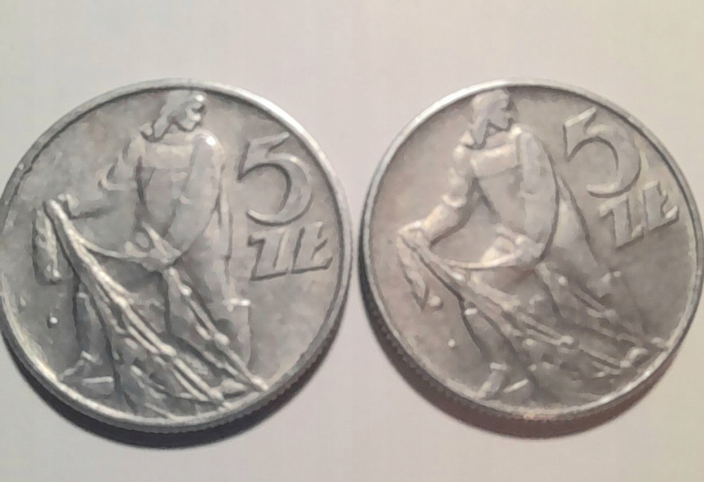 5 zł. 1960- RybakI, dwie monety, BARDZO ŁADNE.