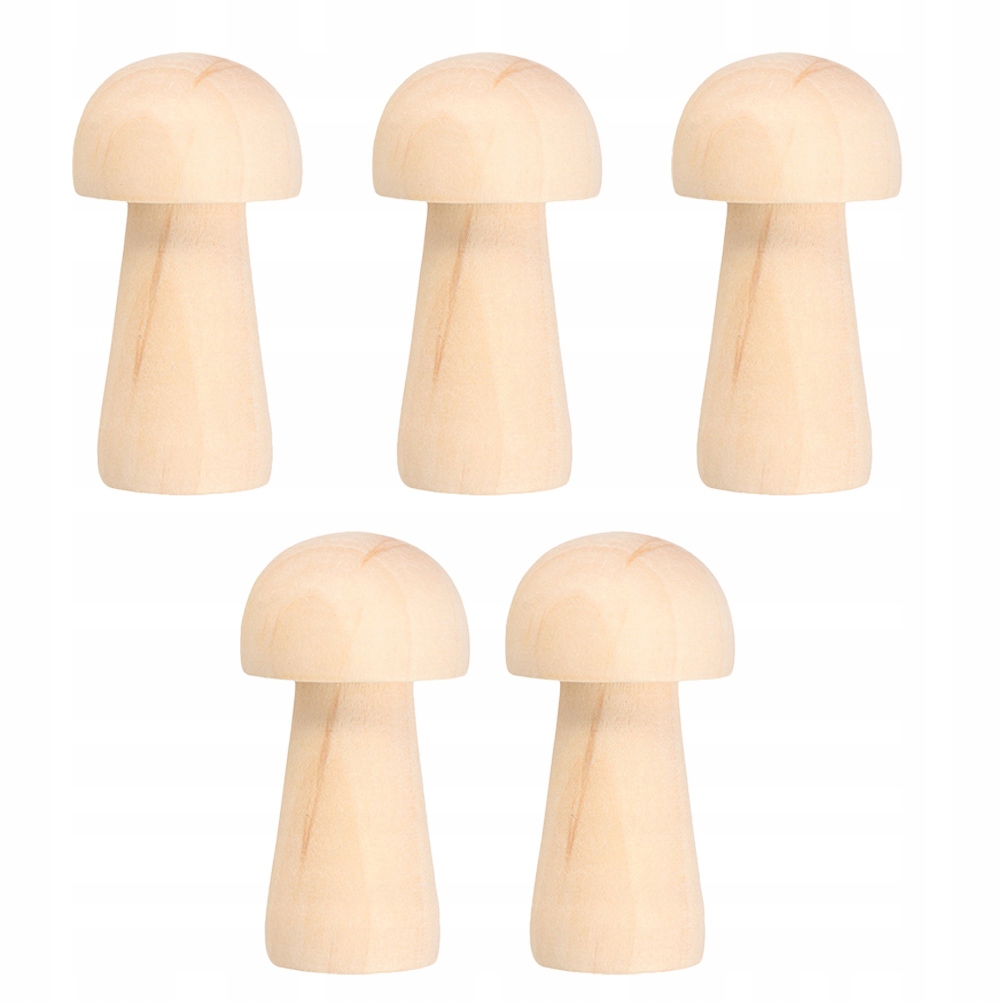 5pcs Small Wooden Mushroom Head Decors DIY Paintin