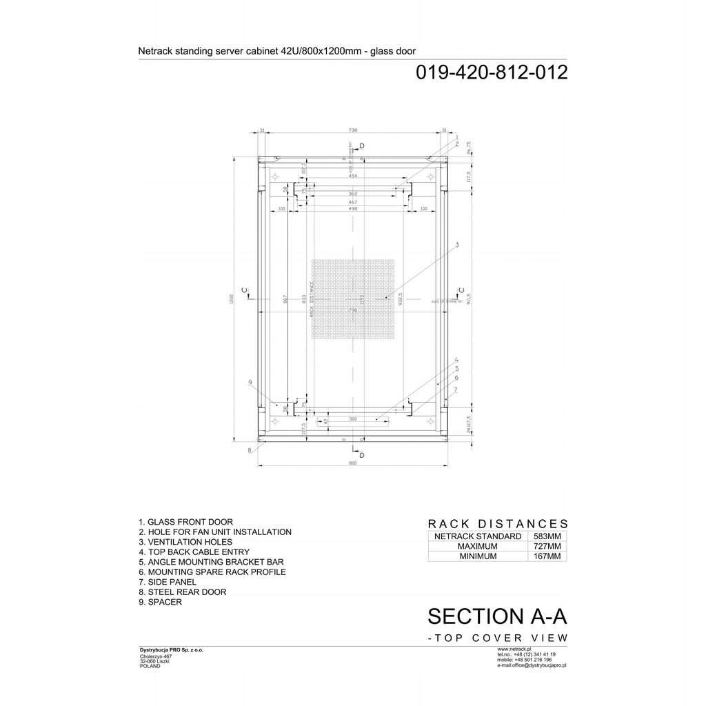 Купить Шкаф-стойка 19 дюймов 42U 800x1200 мм Черный: отзывы, фото, характеристики в интерне-магазине Aredi.ru