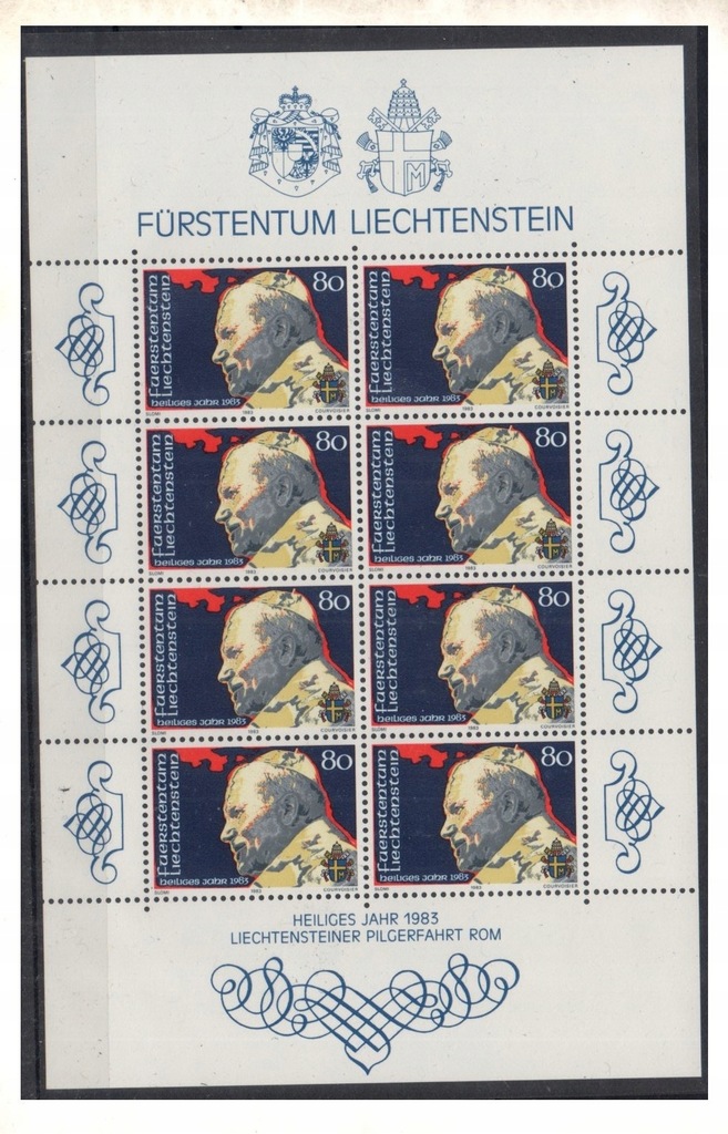 JAN PAWEŁ II - LIECHTENSTEIN, znaczki pocztowe, zestaw.