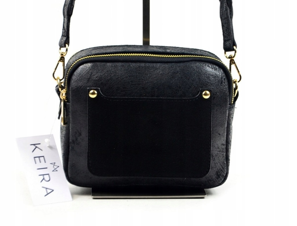 TOREBKA listonoszka SKÓRA czarna KEIRA