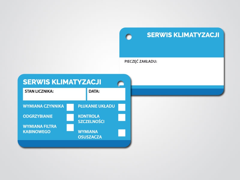 Zawieszka Karta SERWISOWA wymiana oleju, klima 100