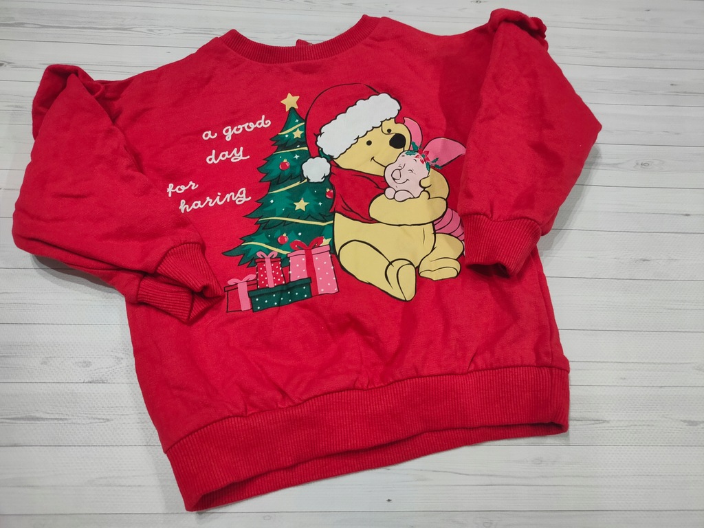 Kubuś Puchatek Bluza świąteczna dla dziewczynki bawełna r. 80