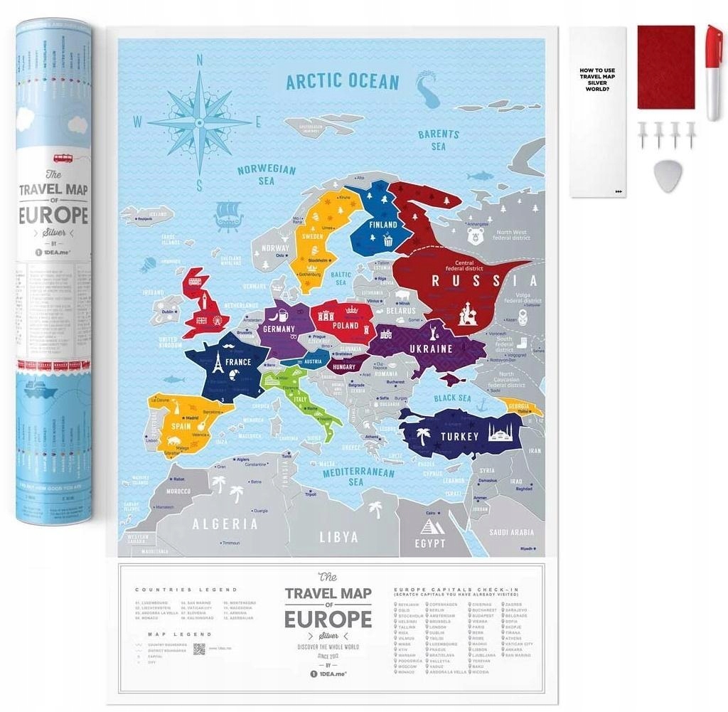 MAPA ZDRAPKA - TRAVEL MAP SILVER EUROPE