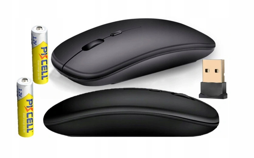 Bezprzewodowa czarna klasyczna myszka mysz laptopa