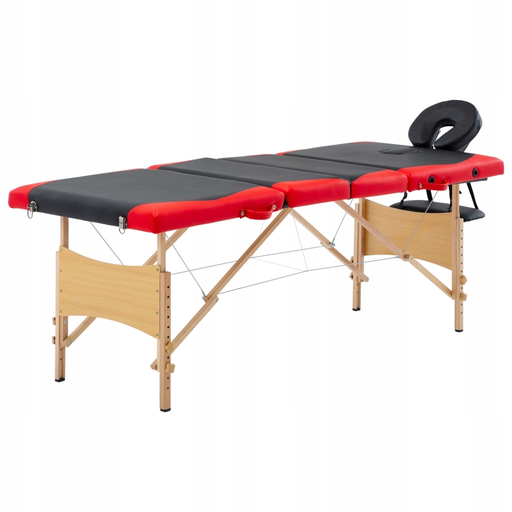 Składany stół do masażu, 4 strefy, drewniany, czar