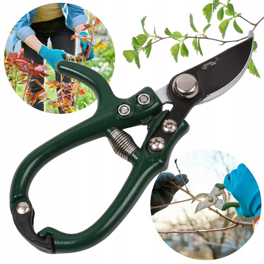 Ręczny SEKATOR ogrodowy DO GAŁĘZI nożyce do krzewów WYGIĘTE ostrze! 16cm