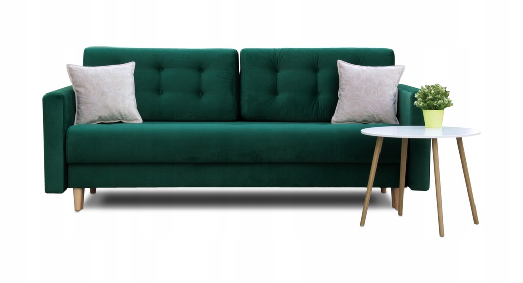 Kanapa sofa skandynawska BERGAMO butelkowa zieleń