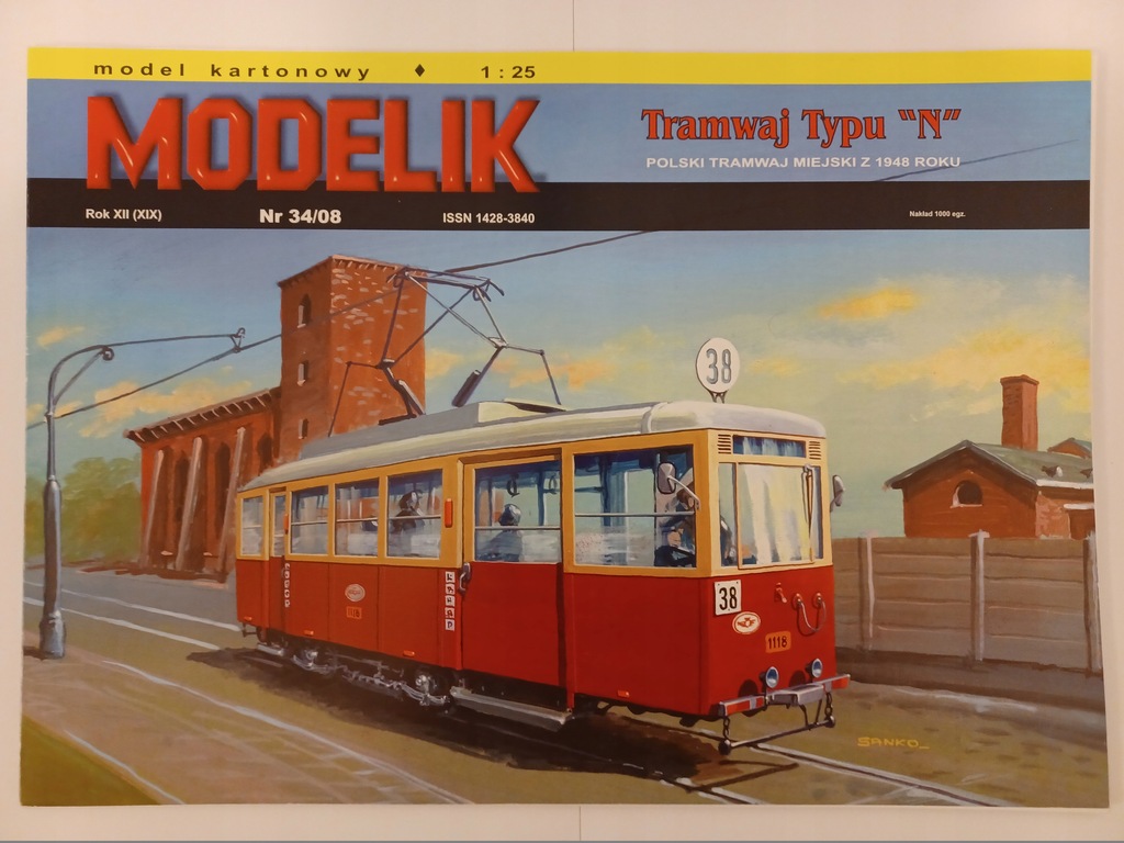 Polski tramwaj miejski typu N z 1948r 1:25 MODELIK