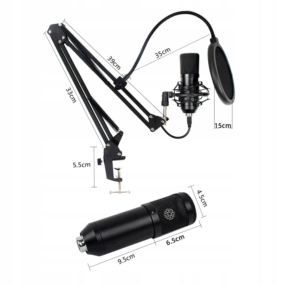 MIKROFON NA WYSIĘGNIKU POJEMNOŚCIOWY Z MEMBRANĄ AC-03 20Hz-20KHz 32OHM USB