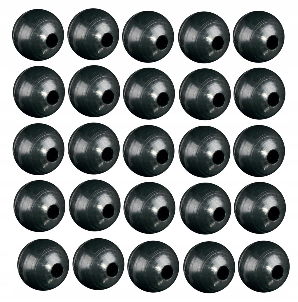 Koraliki silikonowe przelotowe czarne 6mm - 25szt
