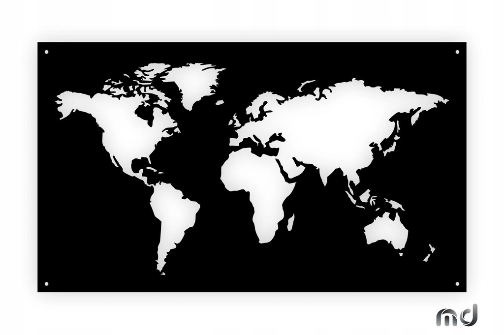 Obraz metalowy mapa świata DES81 100 cm srebrny