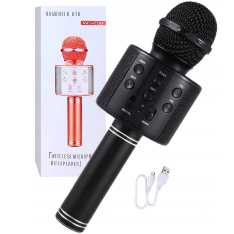 MIKROFON BEZPRZEWODOWY KARAOKE BLUETOOTH CZARNY