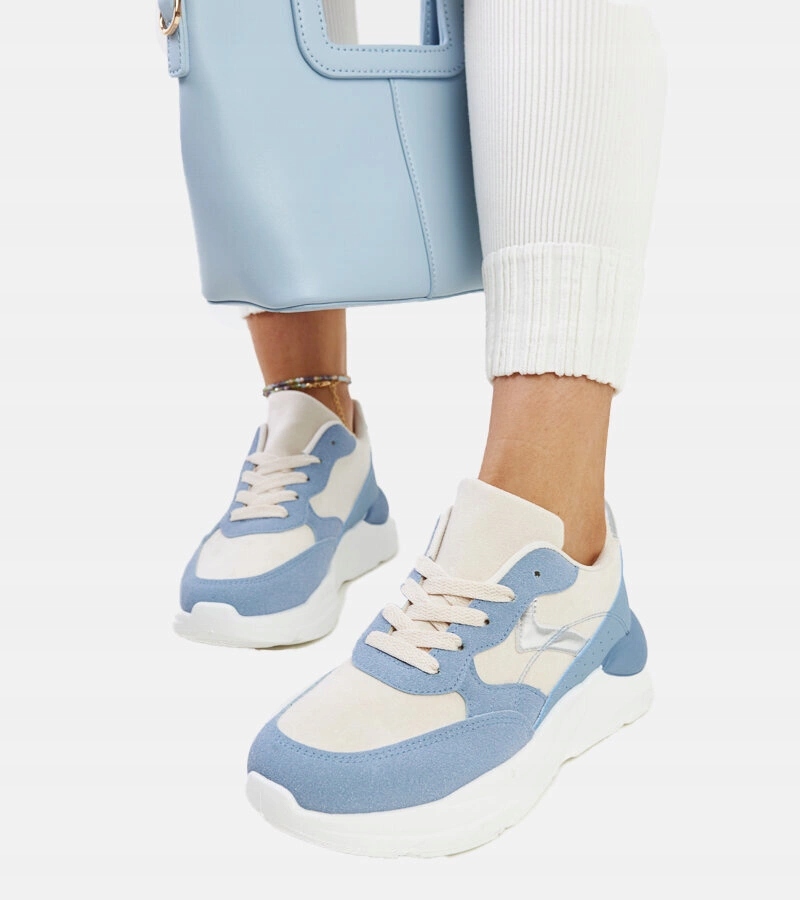 Beżowo-niebieskie sneakersy na platformie Nereida rozmiar 37