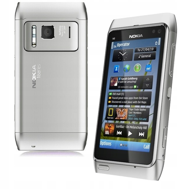 NOKIA N8 KOLOR SREBRNY KOMPLET 12mpx GWwPL