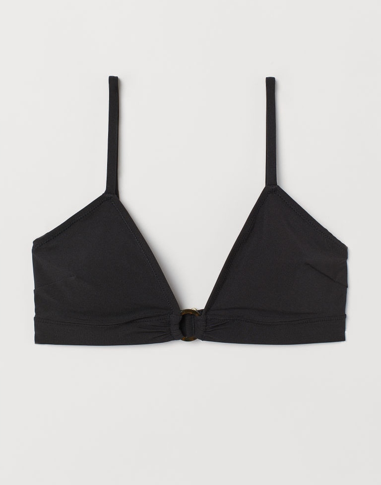 P6S158 H&M__NU5 CZARNE BIKINI GÓRA ŁĄCZENIE__L