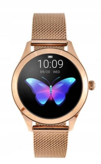 smart watch złoty okrągły 5.0 damski