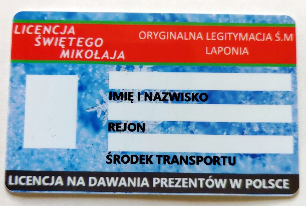 LICENCJA ŚWIĘTEGO MIKOŁAJA - ORGINAŁ| PLASTIKOWA