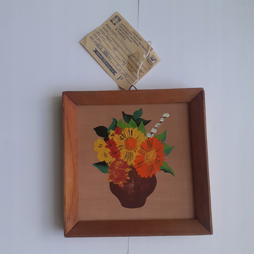 OBRAZEK OBRAZ CEPELIA FOLKLOR POZNAŃ 1984 r MARTWA NATURA z metką PRL