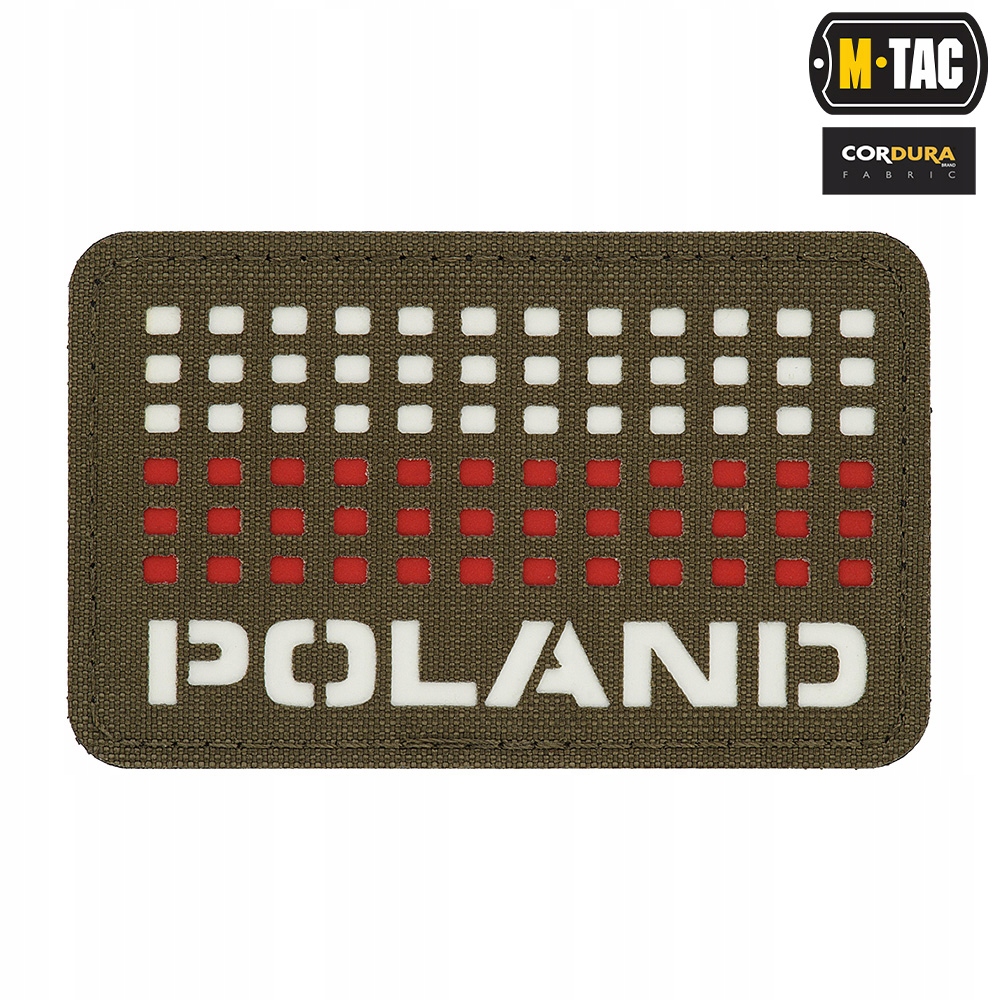 M-Tac naszywka Poland (z flagą) 50x80 Laser Cut Ranger Green/White/Red