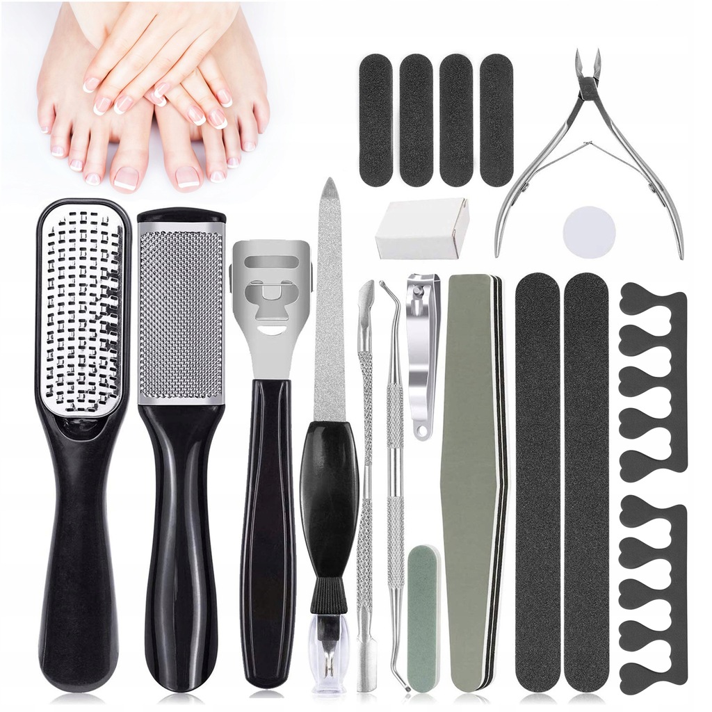 ZESTAW DO PEDICURE DUŻY 20 ELEMENTÓW DO STÓP PRZYBORNIK ETUI