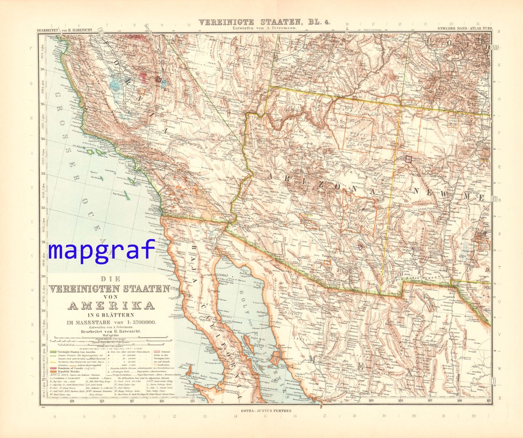 USA część 4 oryginalna stara mapa z 1906 roku 89