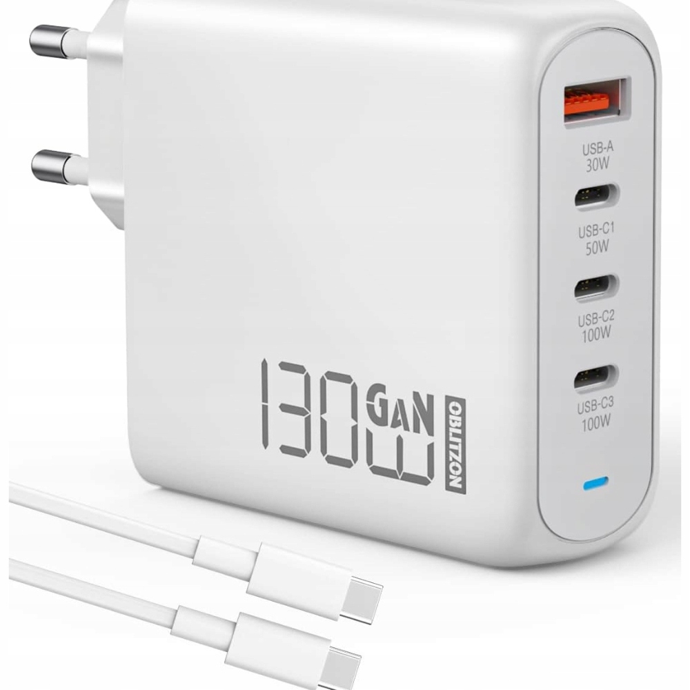 OBLITZON Ładowarka USB C 130 W Szybkie ładowanie z 4 portami USB-C i USB-A