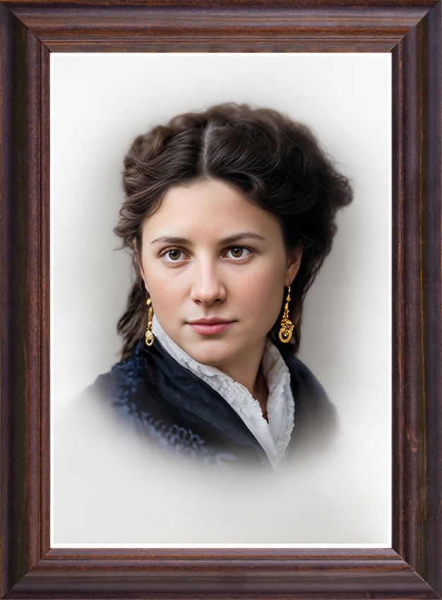 Obraz Sonia Złota Rączka portret w drewnianej ramie ze szkłem