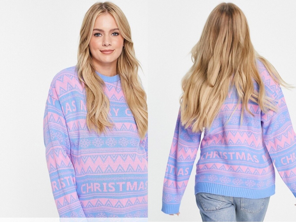 DESIGN Maternity Niebieski świąteczny sweter L