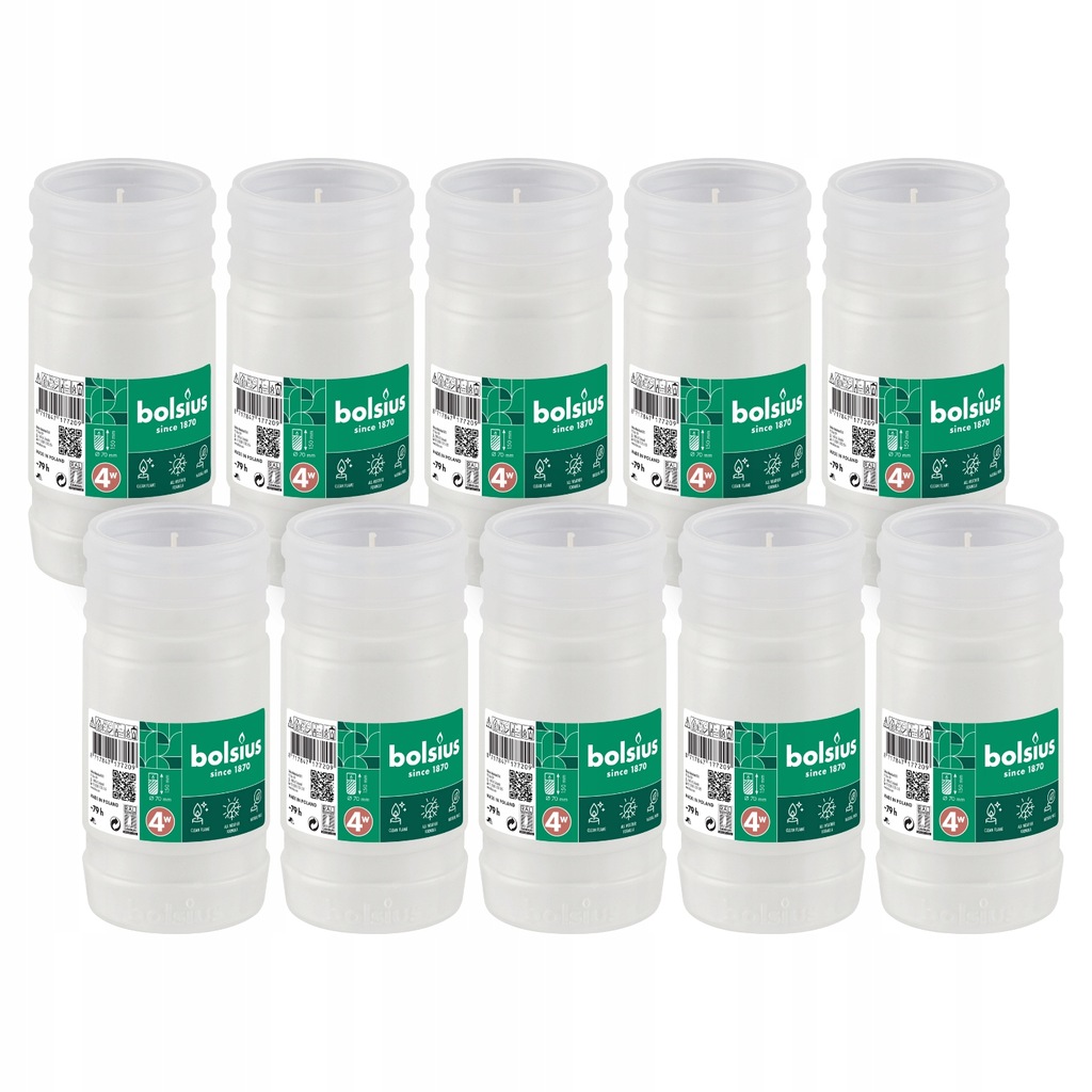 10x Bolsius wkład parafinowy do zniczy RP4W 150/70mm czas palenia 79h 4 dni