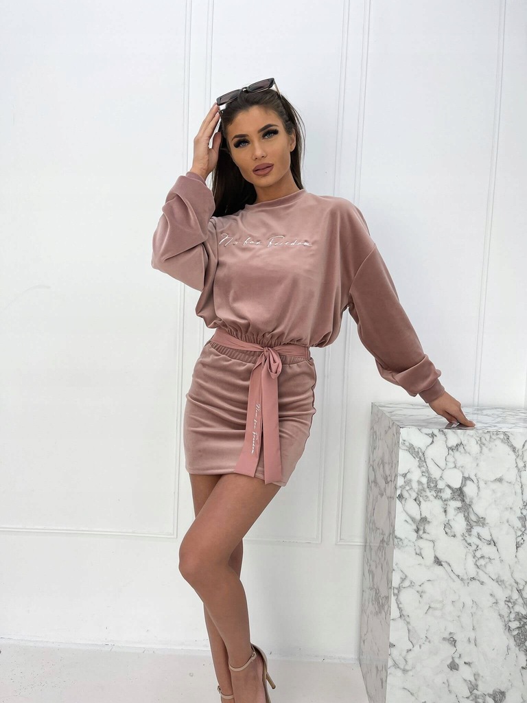 KOMPLET LA PERLA WELUR SPÓDNICA BLUZKA S 36