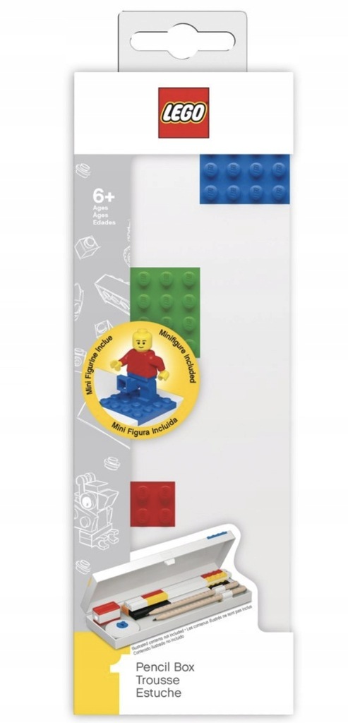 Piórnik z kolorowymi płytkami i minifigurką LEGO (