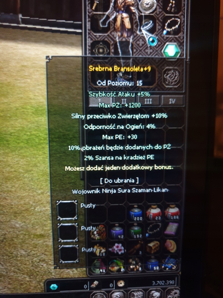 Srebrna Bransoleta +9 5b 10 do pż Metin2 Polska