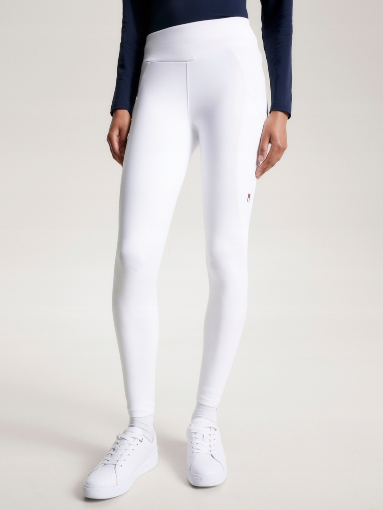 TOMMY HILFIGER, Zimowe legginsy jeździeckie MONACO, TH OPTIC WHITE XS